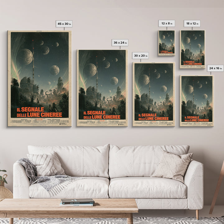 The Signal Of Ashen Moons, Italian Language Horror Movie Poster, 1970s Horror Art, Lovecraftian Horror Poster, Framed Canvas Print