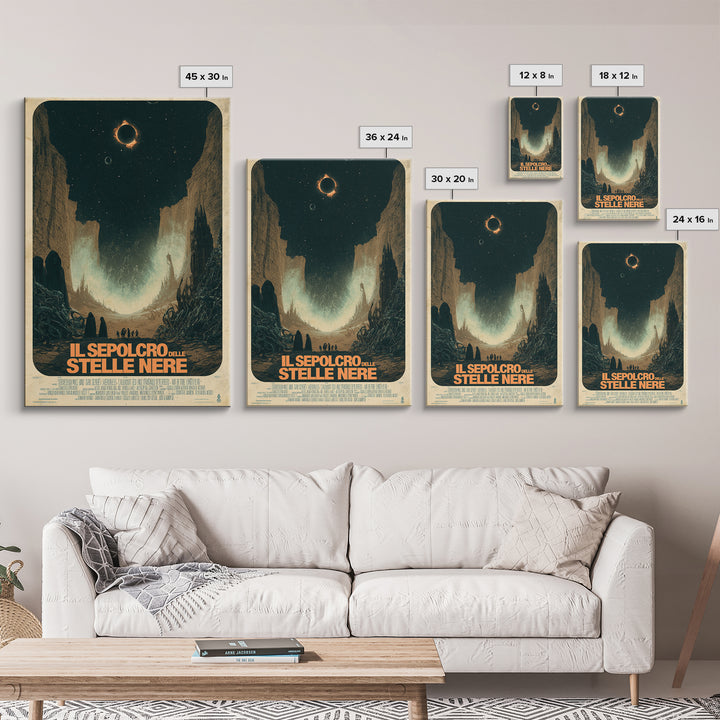 The Tomb Of Black Stars, Italian Language Horror Movie Poster, 1970s Horror Art, Eldritch Cinema Wall Art, Framed Canvas Print