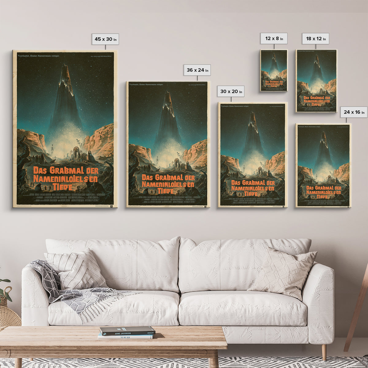 The Tomb Of The Nameless Deep, German Language Horror Movie Poster, 1960s Horror Art, Eldritch Cinema Wall Art, Framed Canvas Print