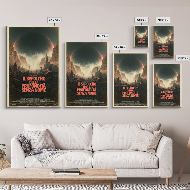 The Tomb Of The Nameless Deep, Italian Language Horror Movie Poster, 1970s Horror Art, Cult Horror Poster, Framed Canvas Print