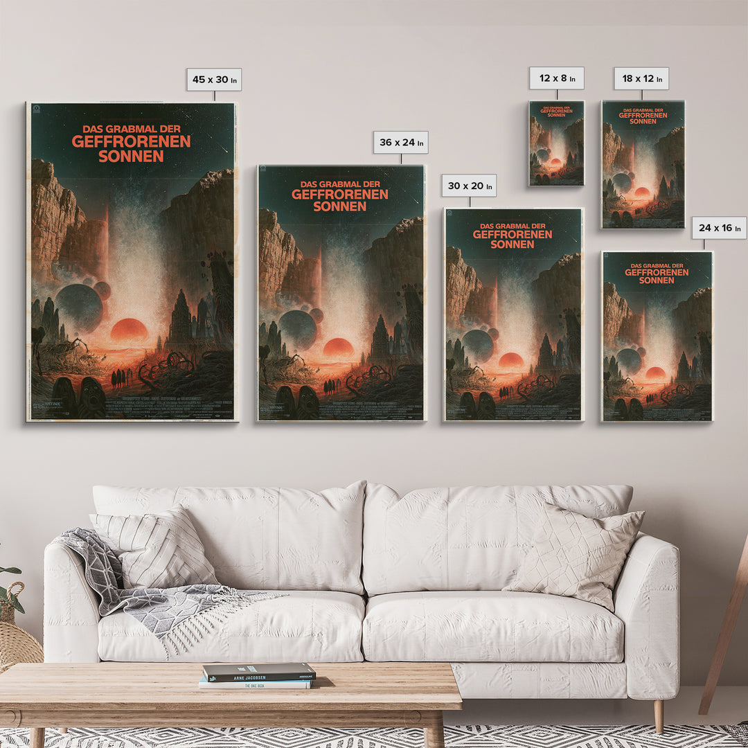 The Tomb Of Frozen Suns, German Language Horror Movie Poster, 1960s Horror Art, Eldritch Cinema Wall Art, Framed Canvas Print