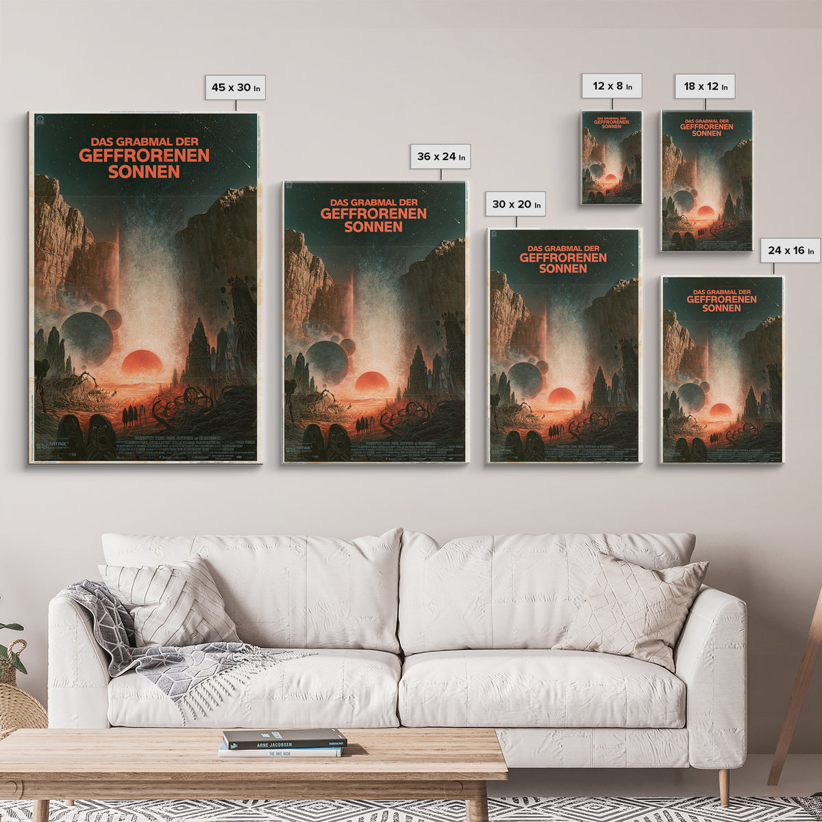 The Tomb Of Frozen Suns, German Language Horror Movie Poster, 1960s Horror Art, Eldritch Cinema Wall Art, Framed Canvas Print