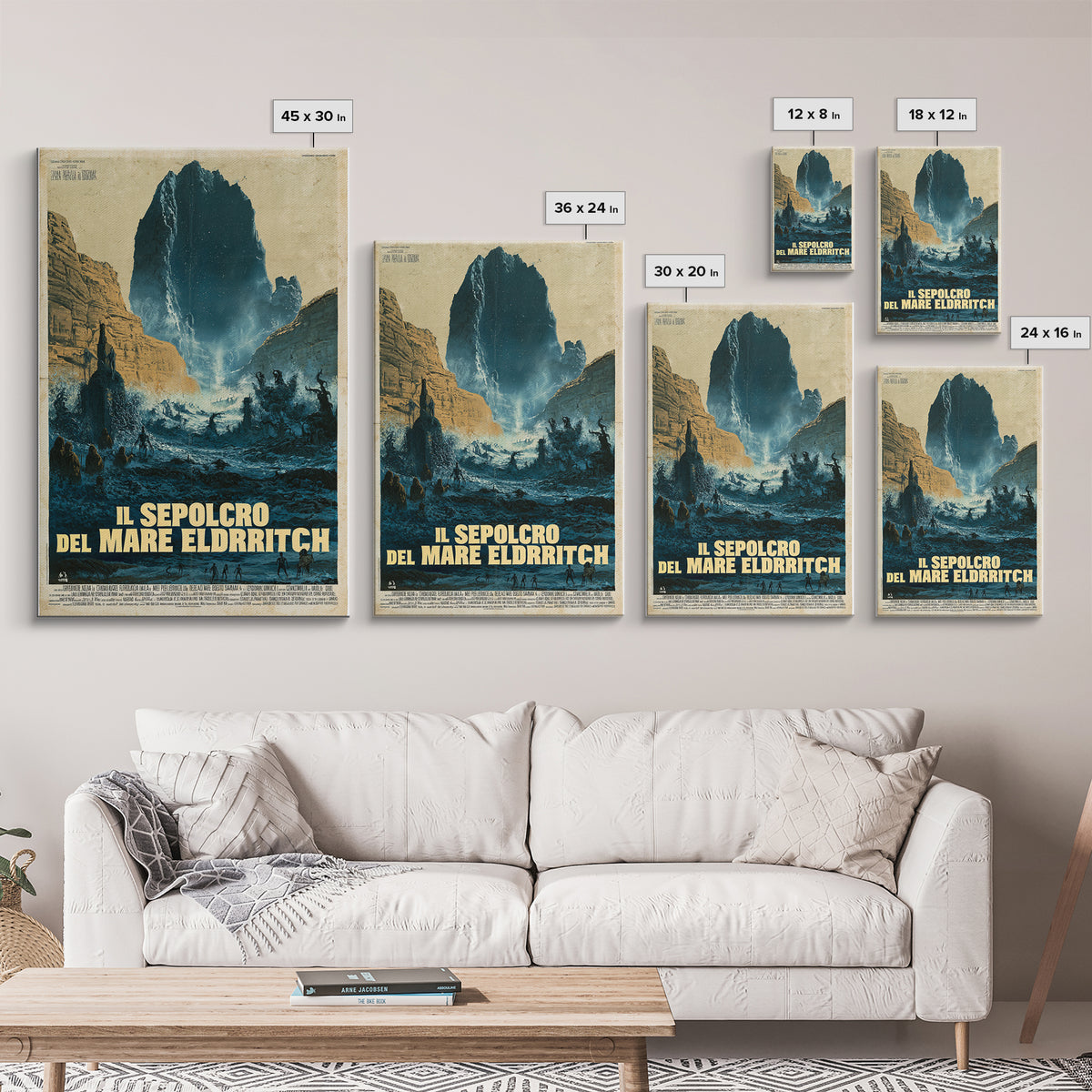 The Tomb Of The Eldritch Sea, Italian Language Horror Movie Poster, 1970s Horror Art, Eldritch Cinema Wall Art, Framed Canvas Print