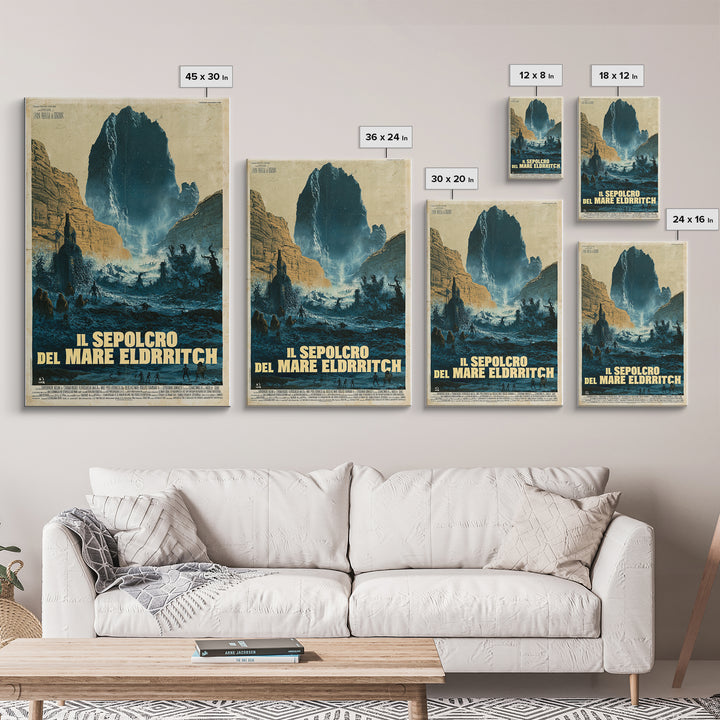 The Tomb Of The Eldritch Sea, Italian Language Horror Movie Poster, 1970s Horror Art, Eldritch Cinema Wall Art, Framed Canvas Print