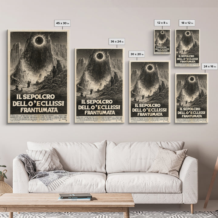 The Tomb Of The Shattered Eclipse, Italian Language Horror Movie Poster, 1970s Horror Art, Eldritch Cinema Wall Art, Framed Canvas Print