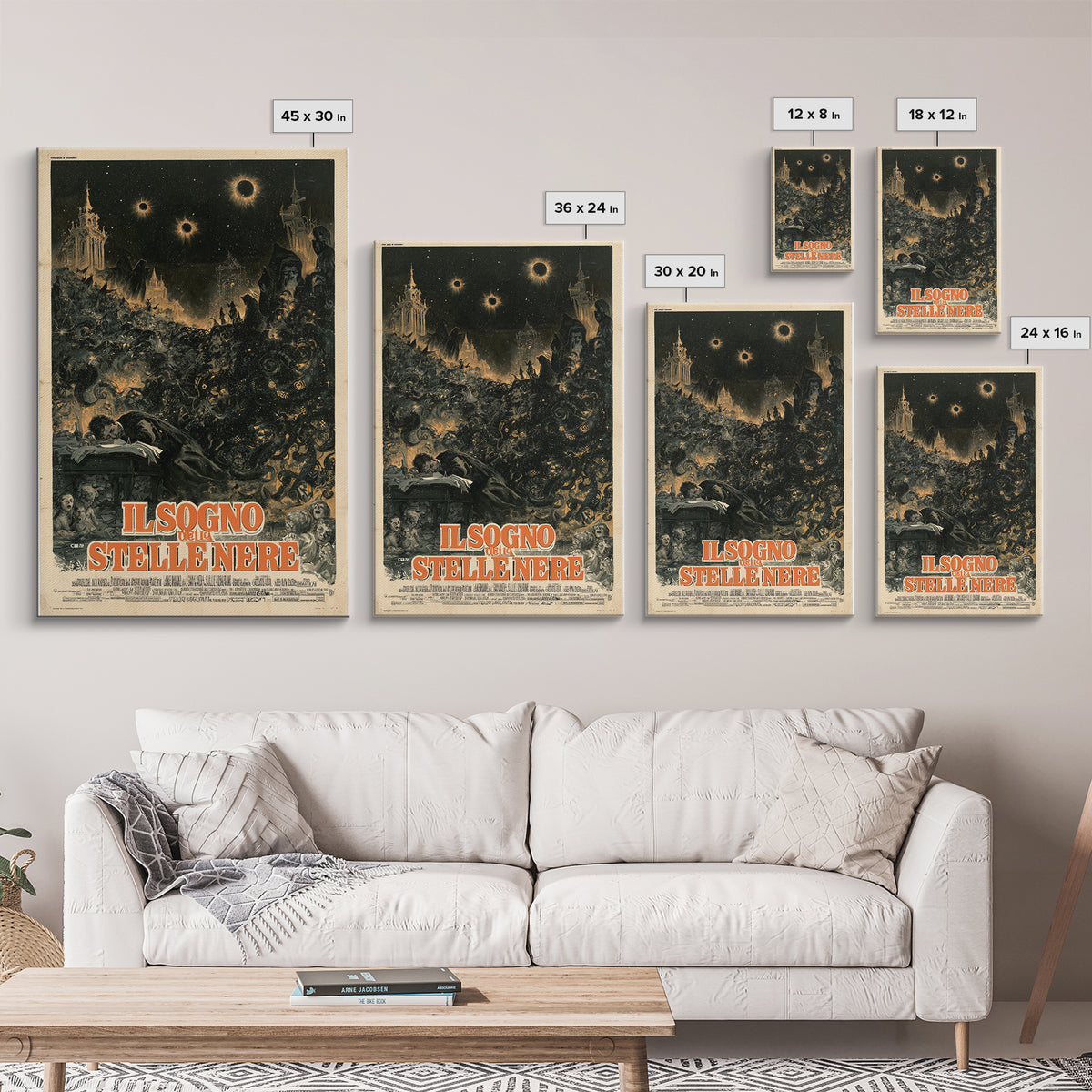 The Dream Of Black Stars, Italian Language Horror Movie Poster, 1970s Horror Art, Eldritch Cinema Wall Art, Framed Canvas Print