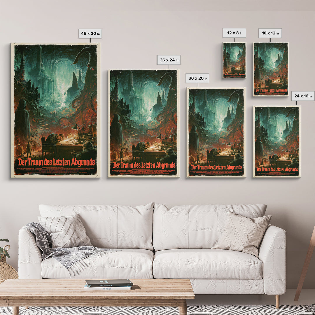 The Dream Of The Last Abyss, German Language Horror Movie Poster, 1960s Horror Art, Eldritch Cinema Wall Art, Framed Canvas Print