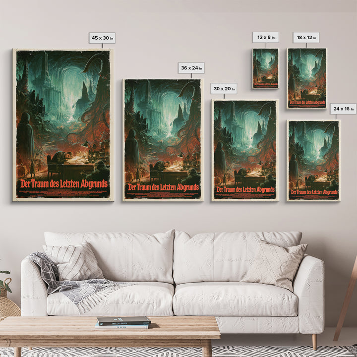 The Dream Of The Last Abyss, German Language Horror Movie Poster, 1960s Horror Art, Eldritch Cinema Wall Art, Framed Canvas Print