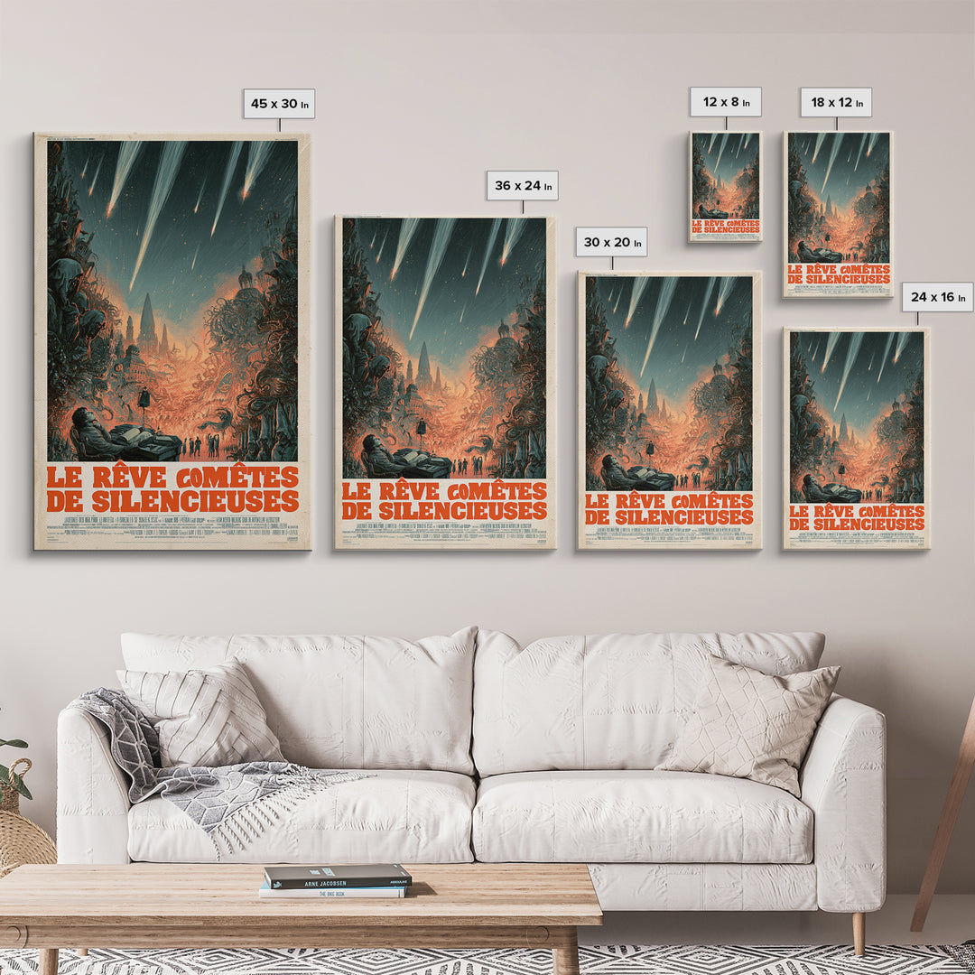 The Dream Of Silent Comets, French Language Horror Movie Poster, 1960s Horror Art, Eldritch Cinema Wall Art, Framed Canvas Print