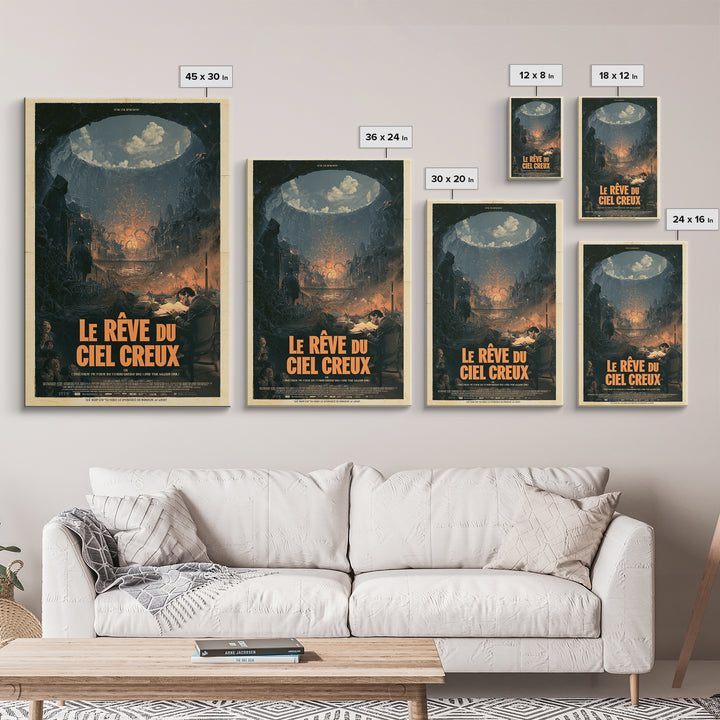 The Dream Of The Hollow Sky, French Language Horror Movie Poster, 1960s Horror Art, Cult Horror Poster, Framed Canvas Print