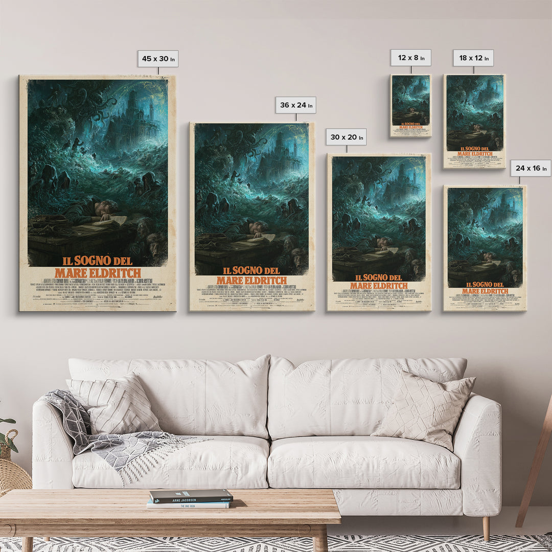 The Dream Of The Eldritch Sea, Italian Language Horror Movie Poster, 1970s Horror Art, Eldritch Cinema Wall Art, Framed Canvas Print