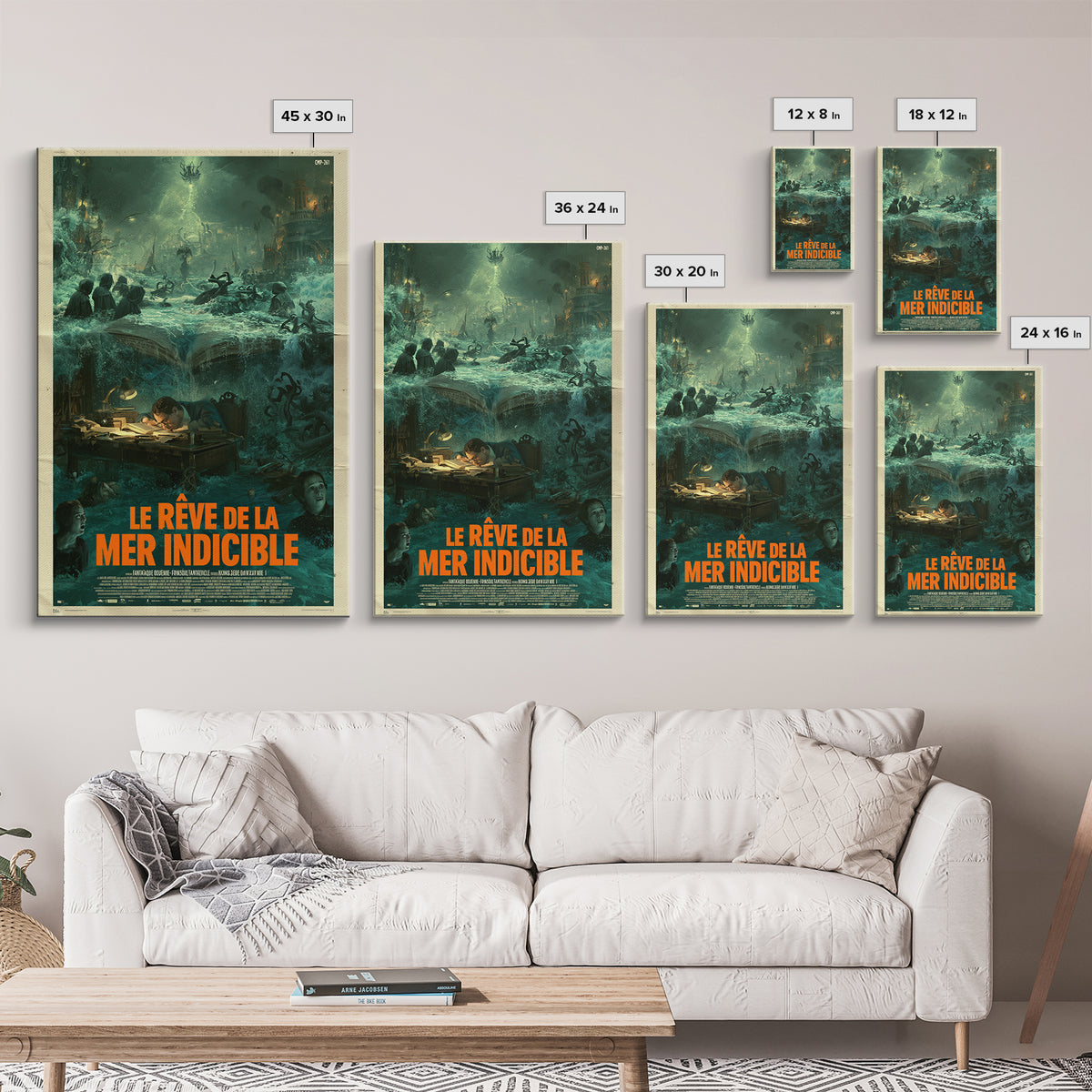 The Dream Of The Eldritch Sea, French Language Horror Movie Poster, 1960s Horror Art, Lovecraftian Horror Poster, Framed Canvas Print