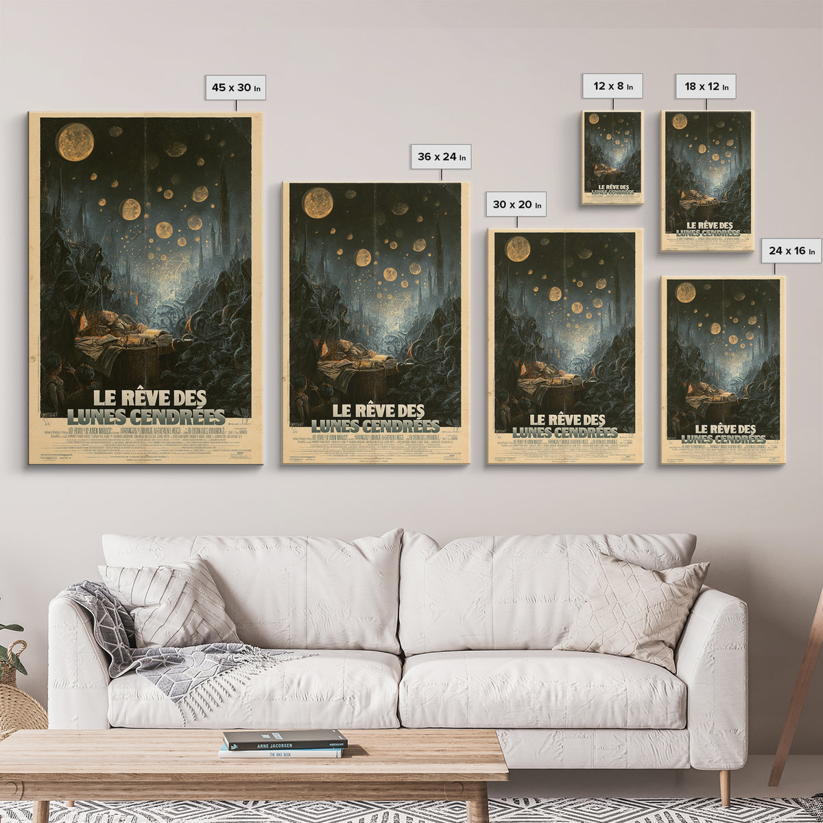The Dream Of Ashen Moons, French Language Horror Movie Poster, 1960s Horror Art, Eldritch Cinema Wall Art, Framed Canvas Print