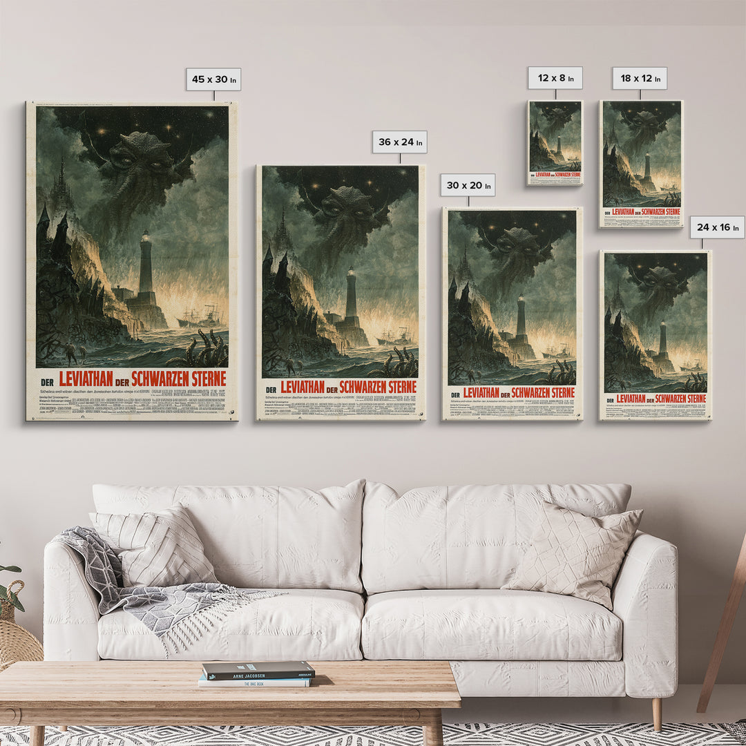 The Leviathan Of Black Stars, German Language Horror Movie Poster, 1960s Horror Art, Cult Horror Poster, Framed Canvas Print