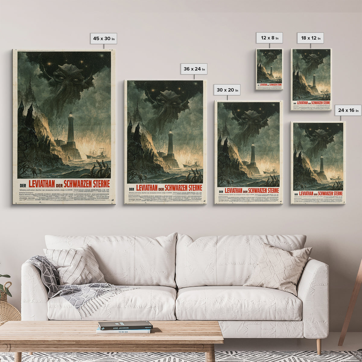 The Leviathan Of Black Stars, German Language Horror Movie Poster, 1960s Horror Art, Cult Horror Poster, Framed Canvas Print