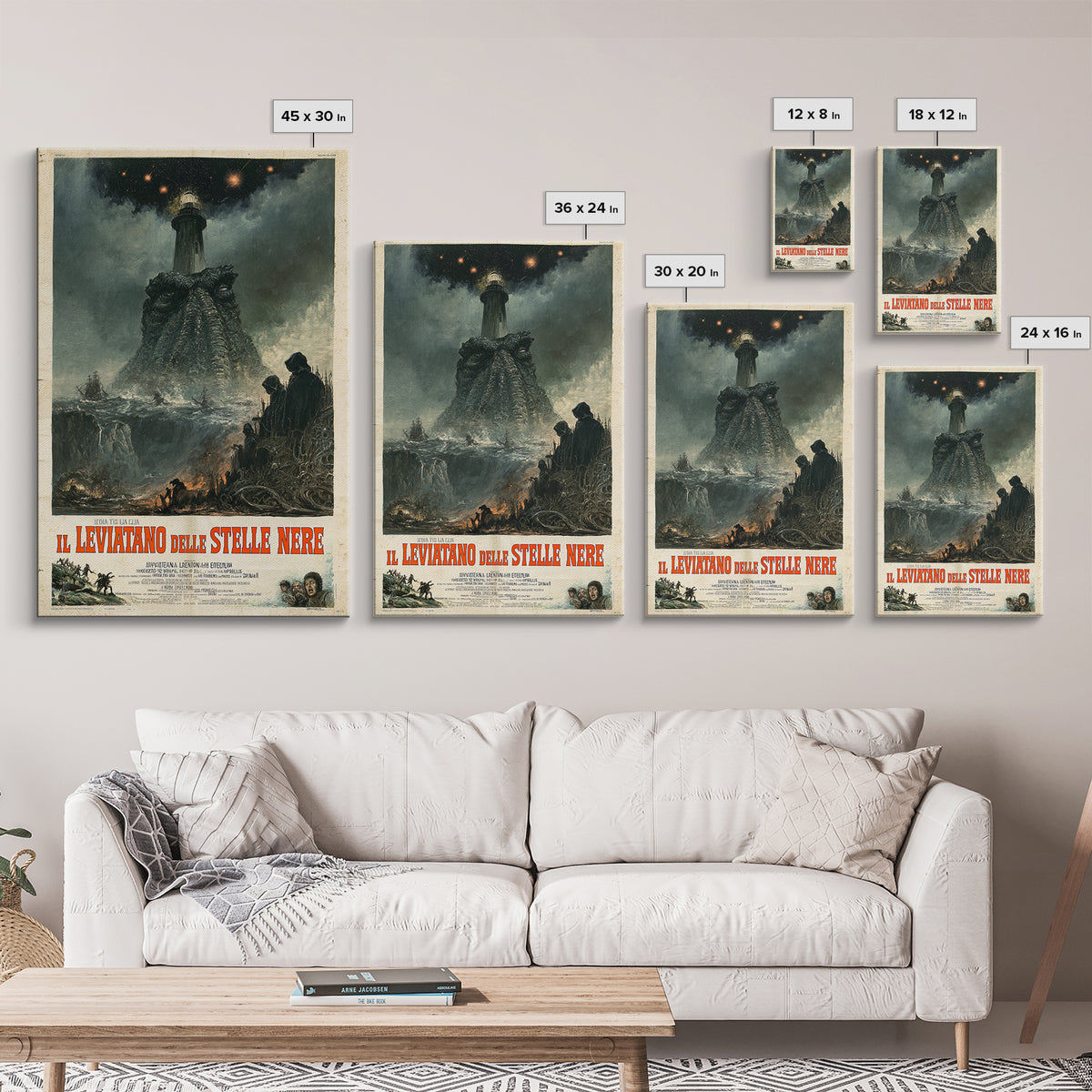 The Leviathan Of Black Stars, Italian Language Horror Movie Poster, 1970s Horror Art, Eldritch Cinema Wall Art, Framed Canvas Print