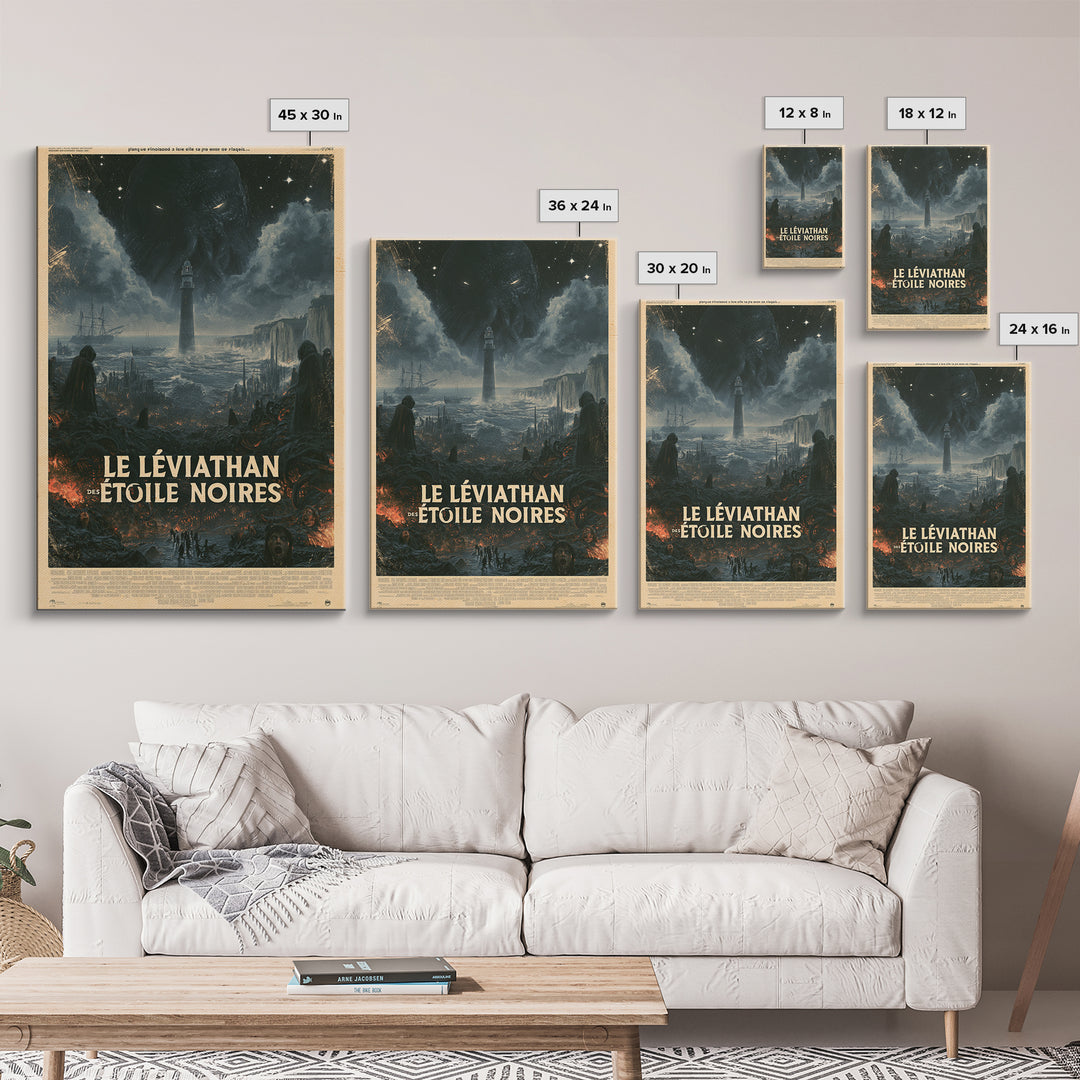 The Leviathan Of Black Stars, French Language Horror Movie Poster, 1960s Horror Art, Cult Horror Poster, Framed Canvas Print