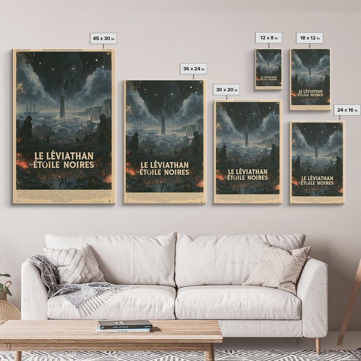 The Leviathan Of Black Stars, French Language Horror Movie Poster, 1960s Horror Art, Cult Horror Poster, Framed Canvas Print