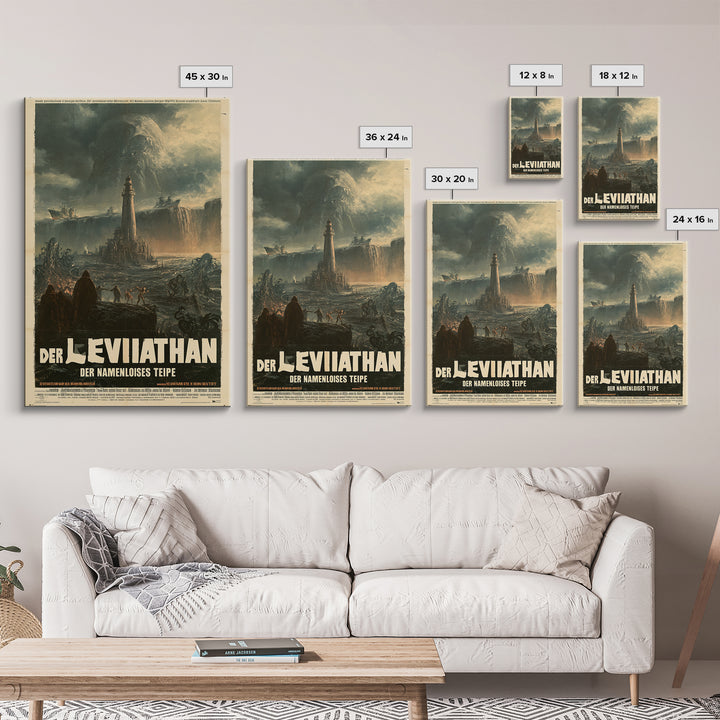 The Leviathan Of The Nameless Deep, German Language Horror Movie Poster, 1960s Horror Art, Cult Horror Poster, Framed Canvas Print