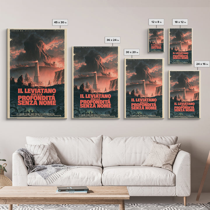 The Leviathan Of The Nameless Deep, Italian Language Horror Movie Poster, 1970s Horror Art, Gothic Cinema Wall Art, Framed Canvas Print