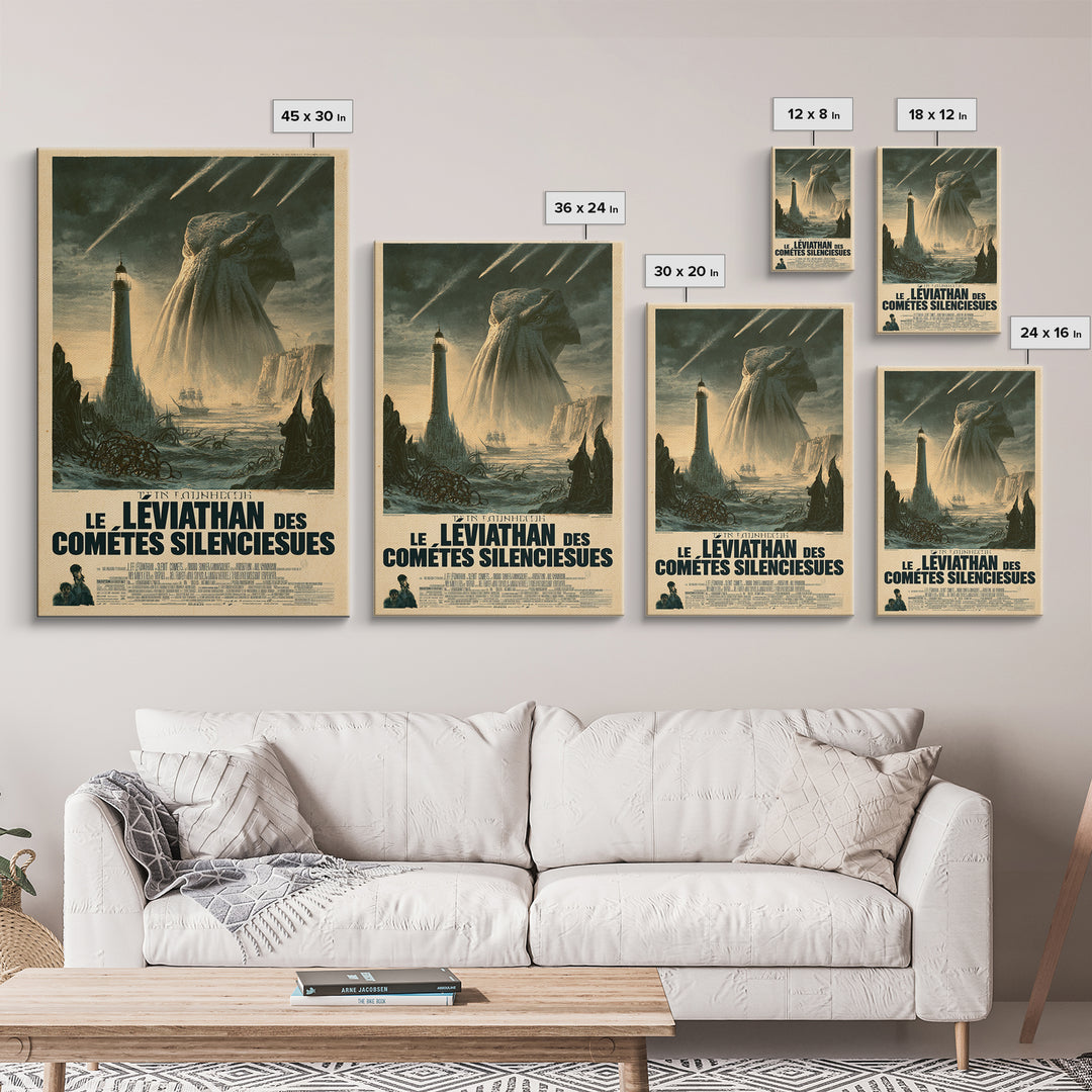 The Leviathan Of Silent Comets, French Language Horror Movie Poster, 1960s Horror Art, Cosmic Horror Movie Art, Canvas Print