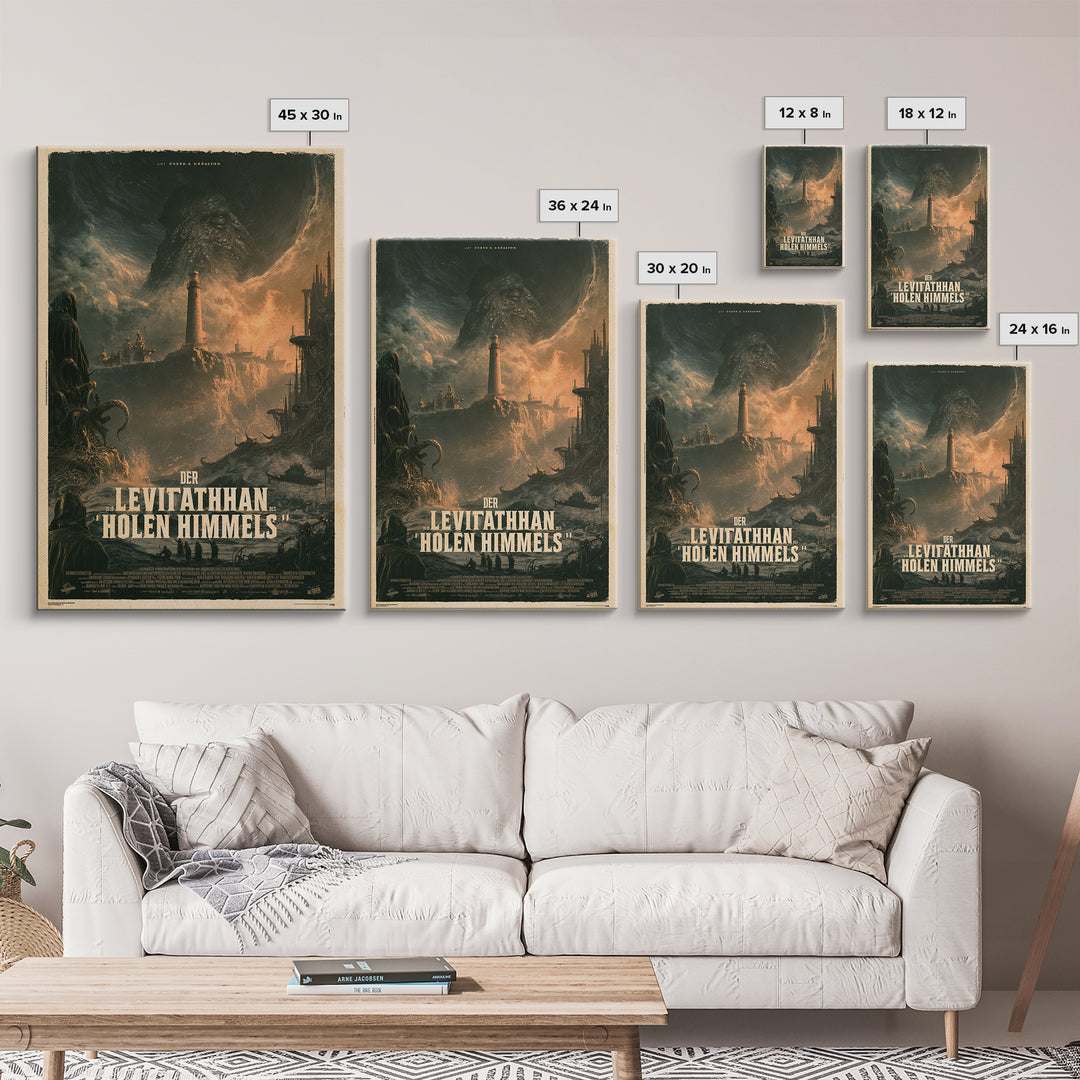 The Leviathan Of The Hollow Sky, German Language Horror Movie Poster, 1960s Horror Art, Gothic Cinema Wall Art, Framed Canvas Print