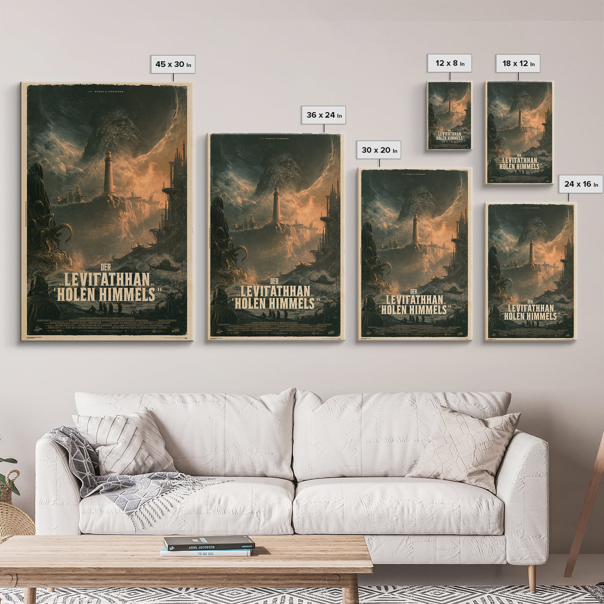 The Leviathan Of The Hollow Sky, German Language Horror Movie Poster, 1960s Horror Art, Gothic Cinema Wall Art, Framed Canvas Print