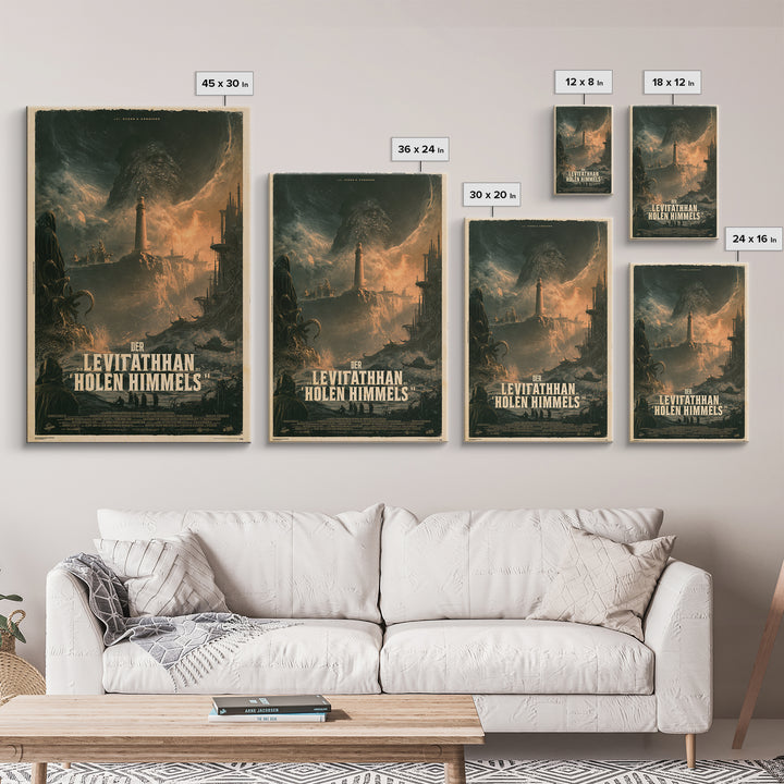 The Leviathan Of The Hollow Sky, German Language Horror Movie Poster, 1960s Horror Art, Gothic Cinema Wall Art, Framed Canvas Print