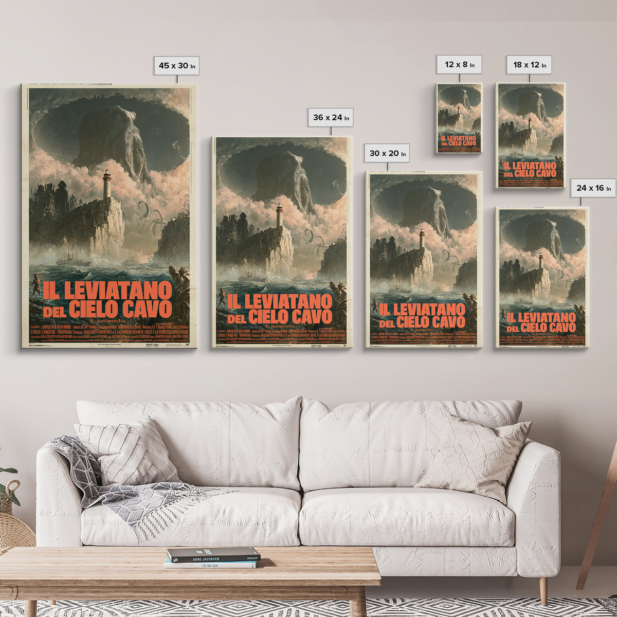 The Leviathan Of The Hollow Sky, Italian Language Horror Movie Poster, 1970s Horror Art, Gothic Cinema Wall Art, Framed Canvas Print