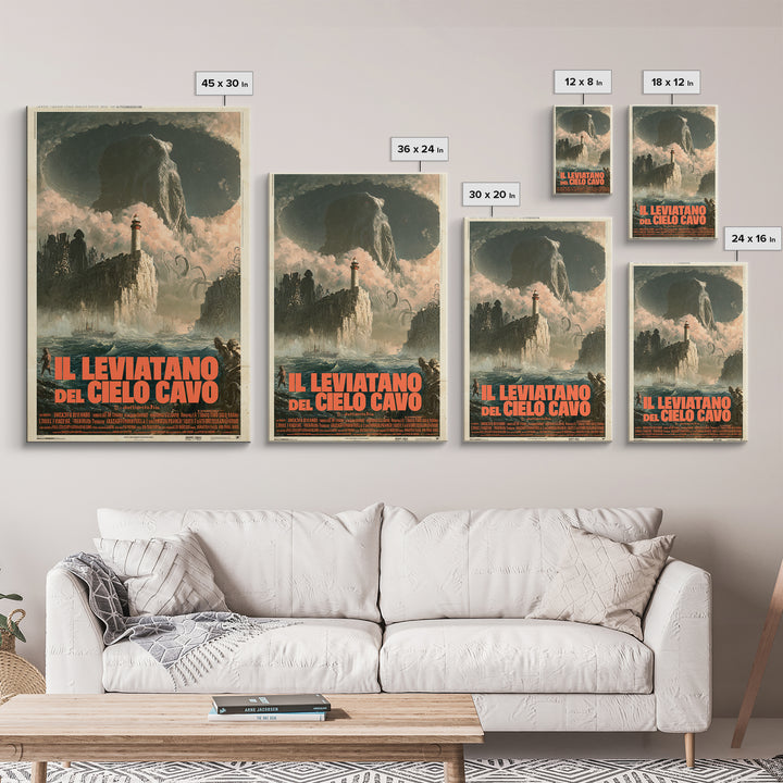 The Leviathan Of The Hollow Sky, Italian Language Horror Movie Poster, 1970s Horror Art, Gothic Cinema Wall Art, Framed Canvas Print