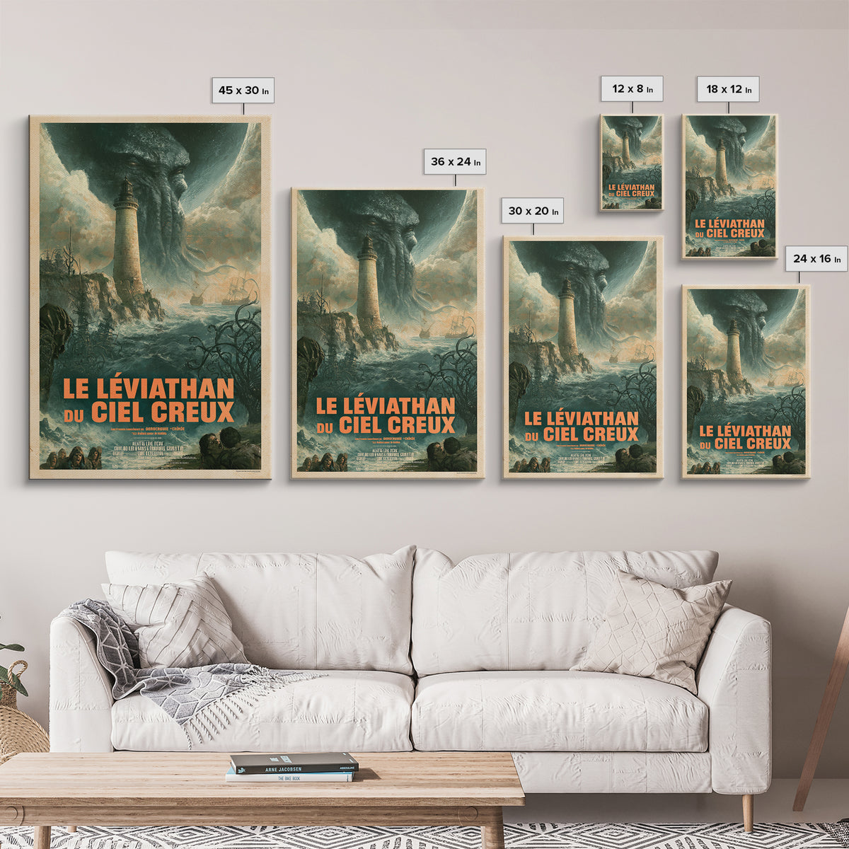The Leviathan Of The Hollow Sky, French Language Horror Movie Poster, 1960s Horror Art, Classic Monster Poster, Canvas Print