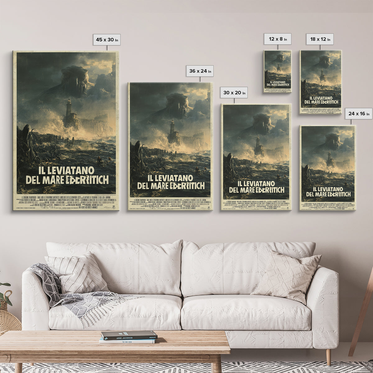 The Leviathan Of The Eldritch Sea, Italian Language Horror Movie Poster, 1970s Horror Art, Gothic Cinema Wall Art, Framed Canvas Print