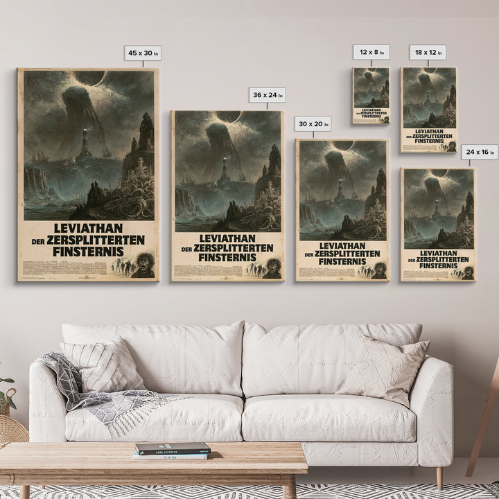 The Leviathan Of The Shattered Eclipse, German Language Horror Movie Poster, 1960s Horror Art, Eldritch Cinema Wall Art, Framed Canvas Print