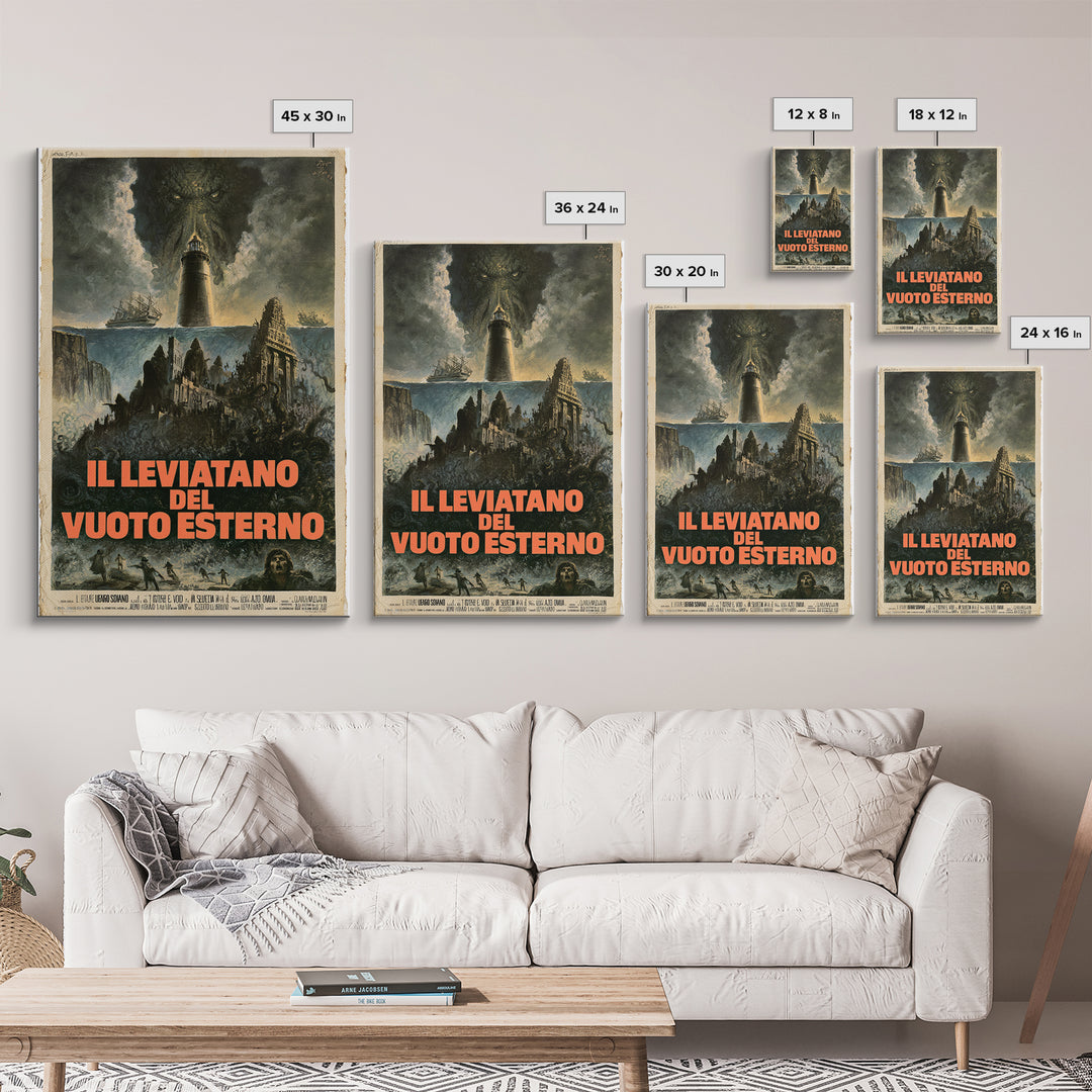 The Leviathan Of The Outer Void, Italian Language Horror Movie Poster, 1970s Horror Art, Gothic Cinema Wall Art, Framed Canvas Print