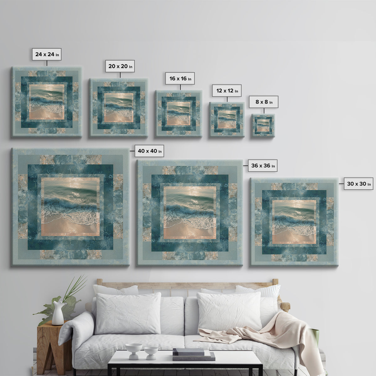 Storm Cloud over Deep Green Water Canvas Print, Coastal Art, Original Painting, Coastal Decor, Fine Art, Coastal, Beach Decor, COA-1x1-20