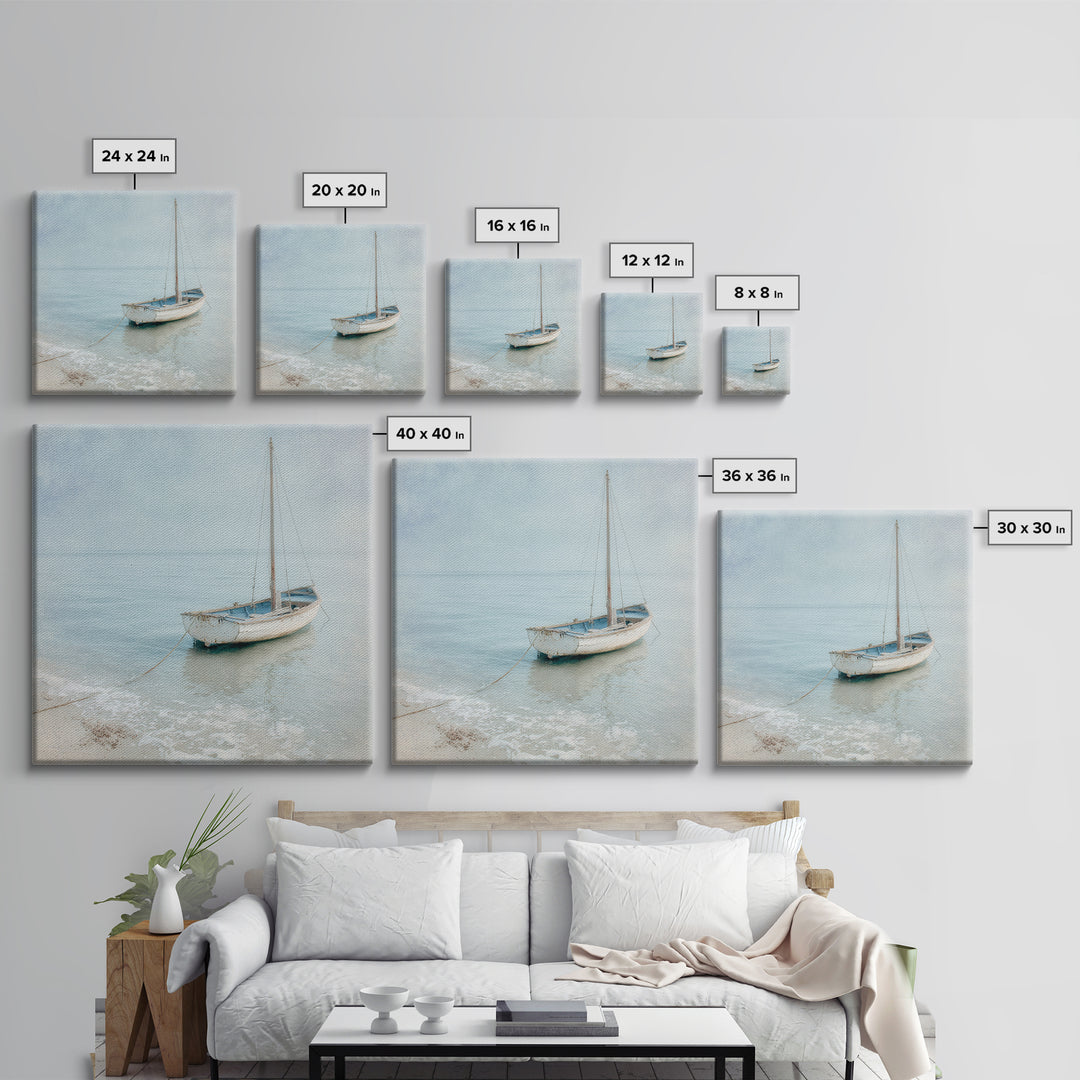 Weathered Sailboat on Calm Morning Water Canvas Print, Coastal Art, Coastal Prints, Coastal Decor, Fine Art, Coastal, COA-1x1-26