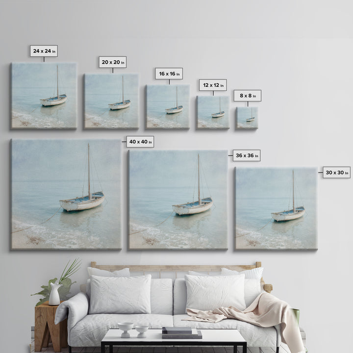 Weathered Sailboat on Calm Morning Water Canvas Print, Coastal Art, Coastal Prints, Coastal Decor, Fine Art, Coastal, COA-1x1-26
