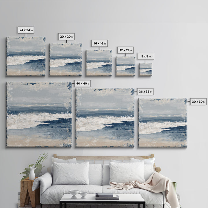 Minimal Wave Line Drawing Framed Canvas Print, Coastal Art, Gallery Decor, Coastal Decor, Fine Art, Coastal, Contemporary Art, COA-1x1-32