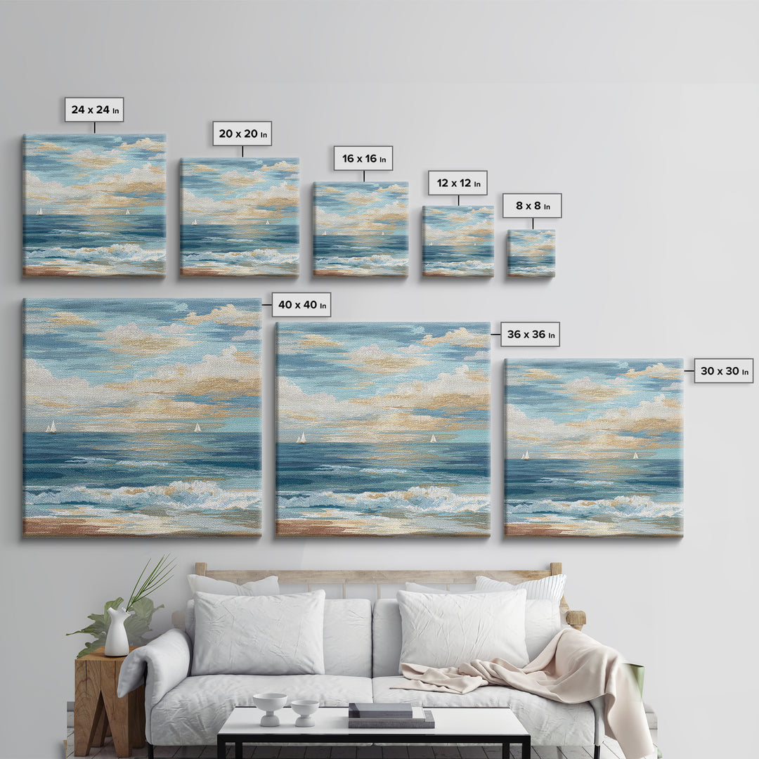 Soft Blue Ocean Horizon Canvas Print, Coastal Art, Modern Decor, Coastal Decor, Fine Art, Coastal, Home Decor, Wall Decor, COA-1x1-49