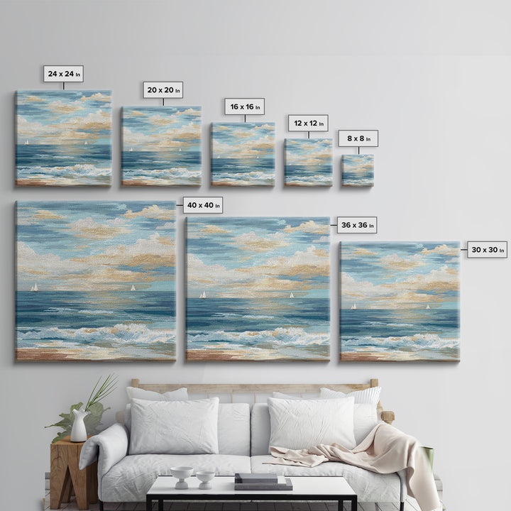 Soft Blue Ocean Horizon Canvas Print, Coastal Art, Modern Decor, Coastal Decor, Fine Art, Coastal, Home Decor, Wall Decor, COA-1x1-49
