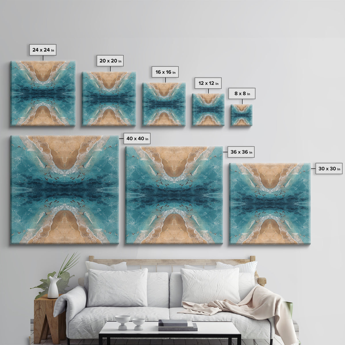 Aerial Sandbar with Turquoise Water Canvas Print, Coastal Art, Ocean Wall Art, Coastal Decor, Fine Art, Coastal, COA-1x1-5