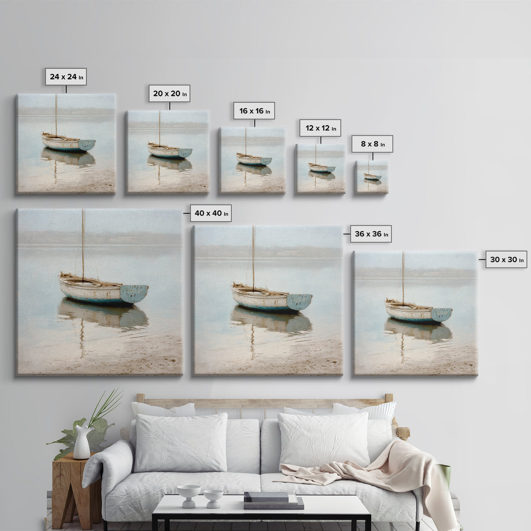 Weathered Sailboat on Calm Morning Water Canvas Print, Coastal Art, Coastal Prints, Coastal Decor, Fine Art, Coastal, COA-1x1-50