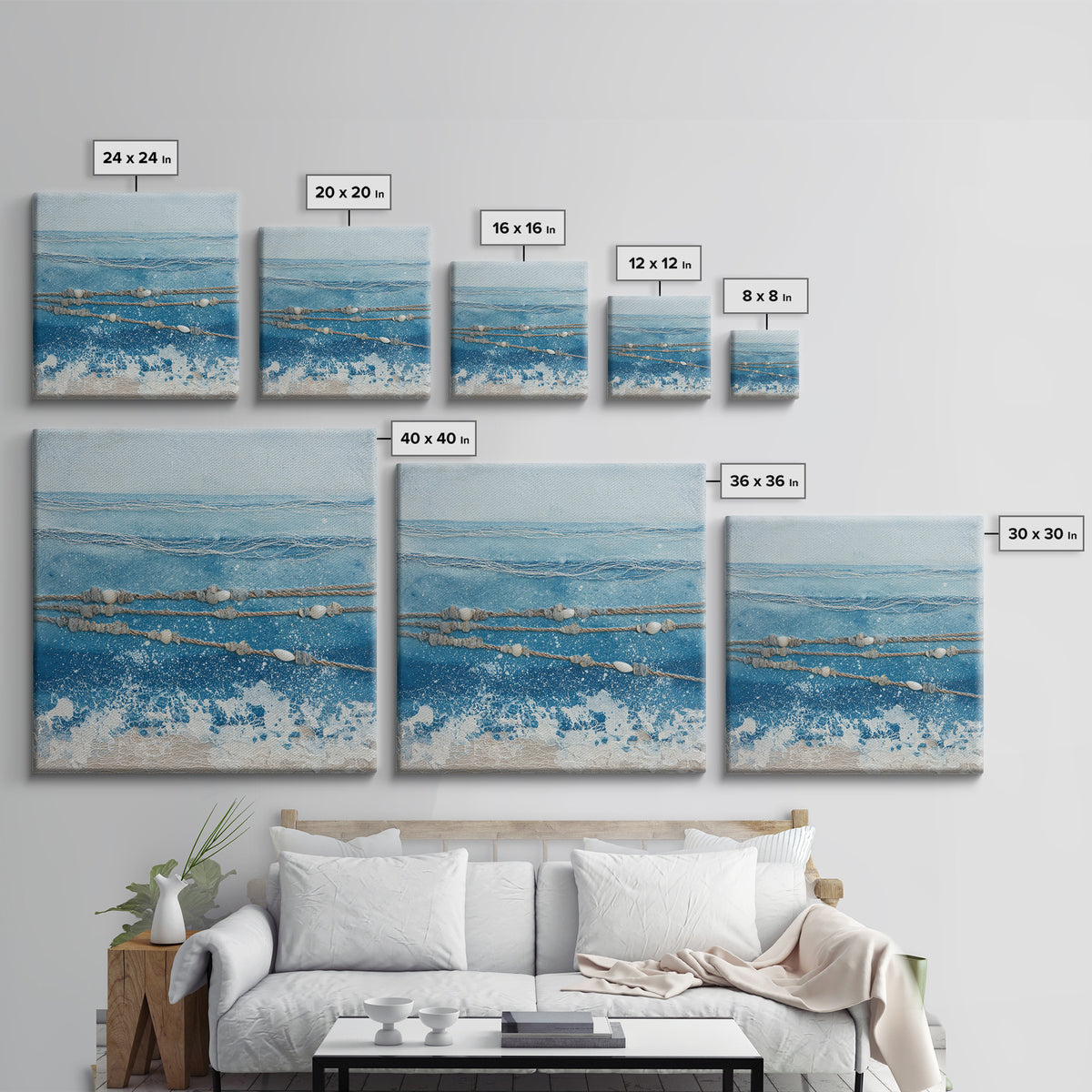 Minimal Wave Line Drawing Framed Canvas Print, Coastal Art, Boho Wall Art, Coastal Decor, Abstract Art, Coastal, Beach Print, COA-1x1-56