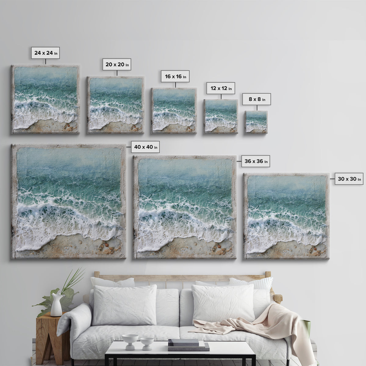 Storm Cloud over Deep Green Water Framed Canvas Print, Coastal Art, Beach Print, Coastal Decor, Coastal, Statement Artwork, COA-1x1-68