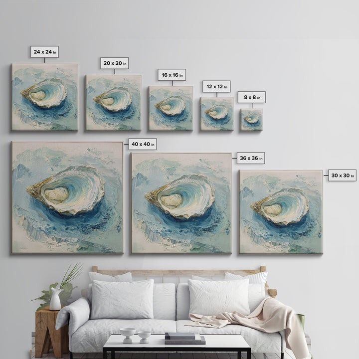 Oyster Shell Study Canvas Print, Coastal Art, Modern Decor, Coastal Decor, Fine Art, Coastal, Home Decor, Wall Decor, COA-1x1-75