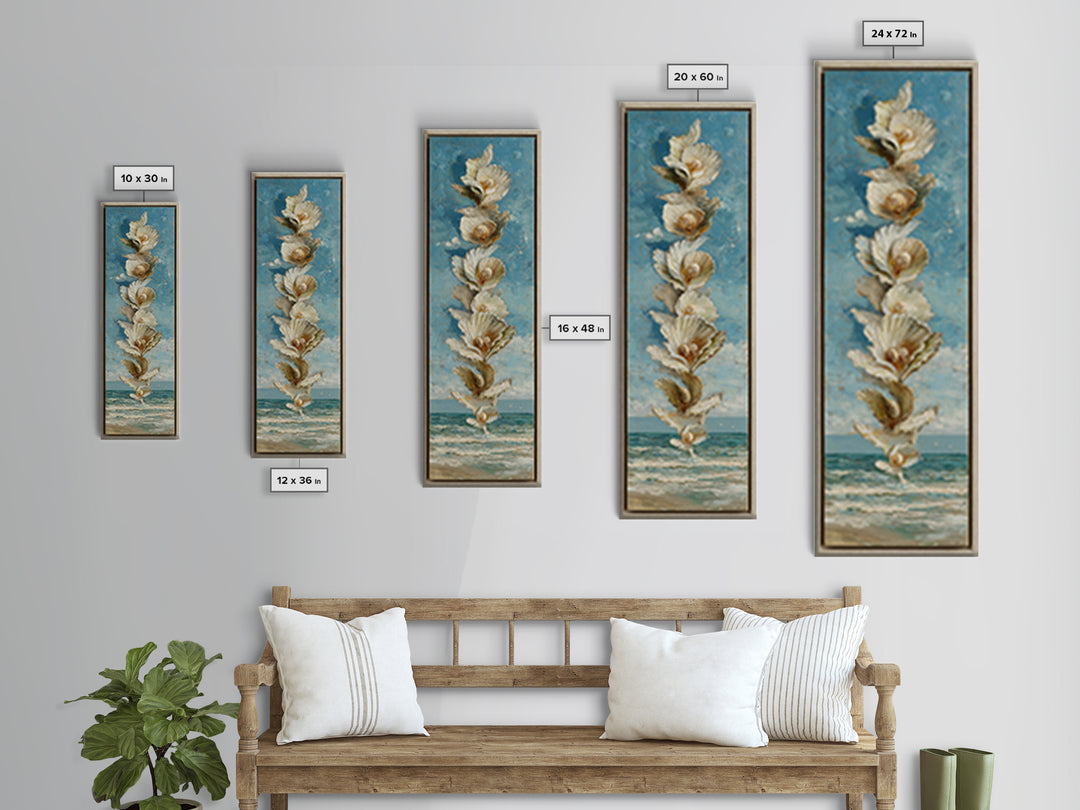 Oyster Shell Study Framed Canvas Print, Coastal Art, Home Decor, Coastal Decor, Abstract Art, Coastal, Wood Art, Nautical Decor, COA-1x3-15