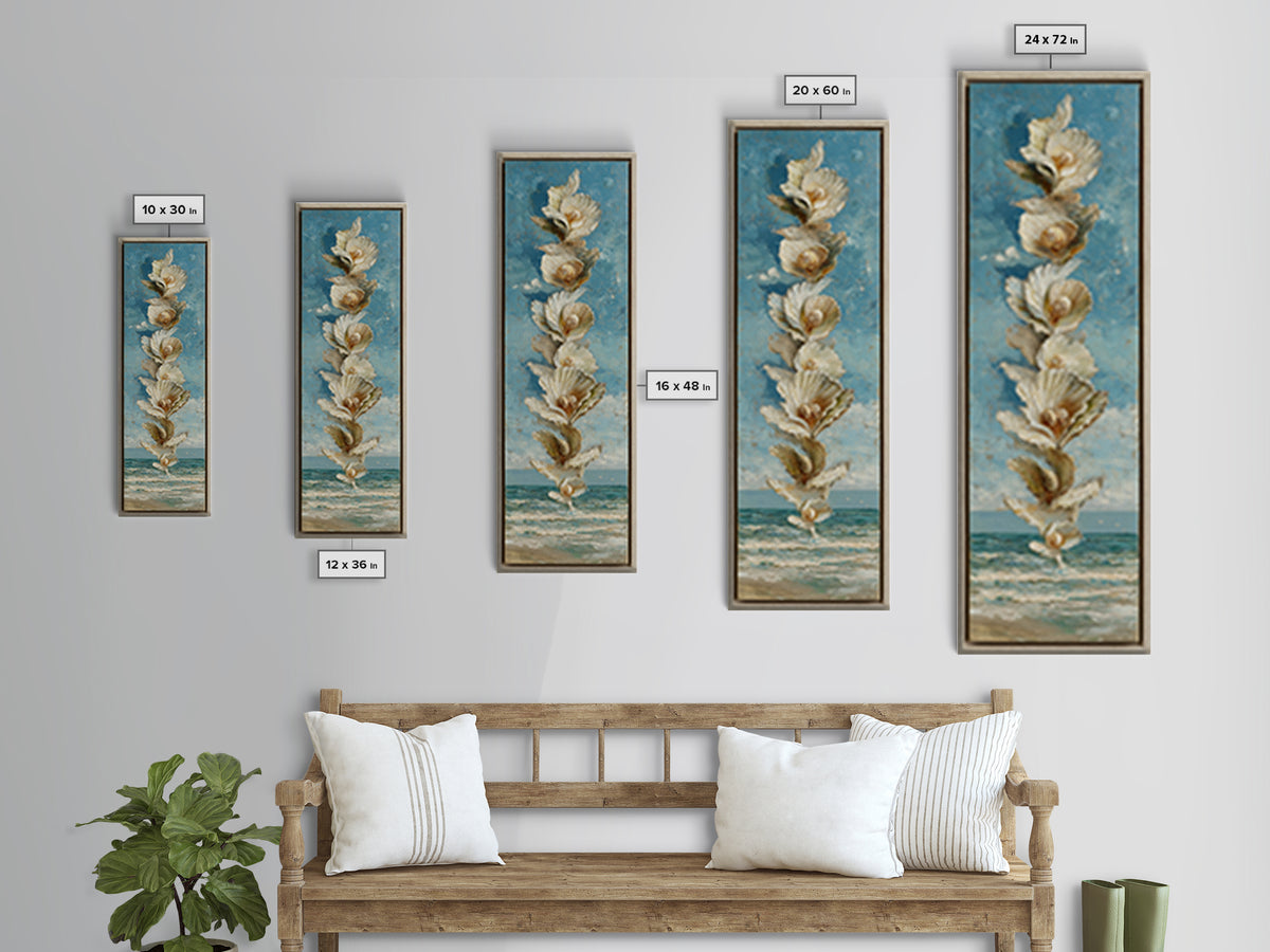 Oyster Shell Study Framed Canvas Print, Coastal Art, Home Decor, Coastal Decor, Abstract Art, Coastal, Wood Art, Nautical Decor, COA-1x3-15