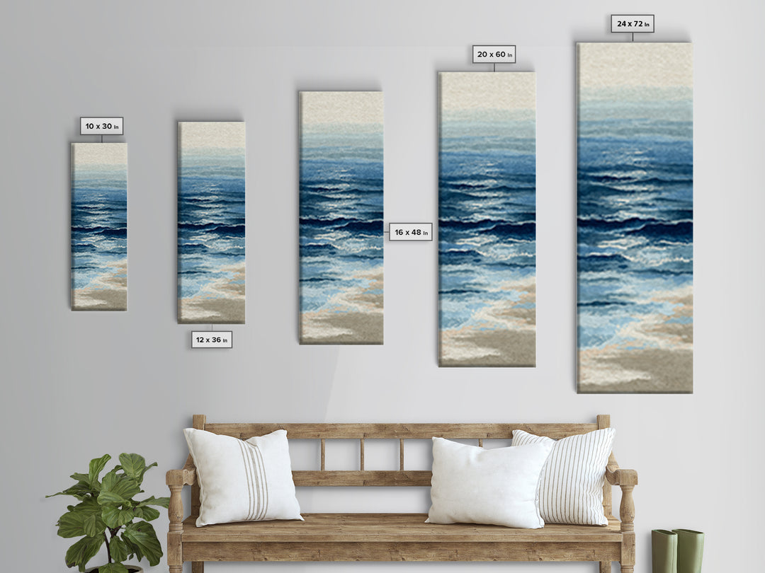 Minimal Wave Line Drawing Framed Canvas Print, Coastal Art, Luxury Decor, Coastal Decor, Fine Art, Coastal, Original Art, COA-1x3-20