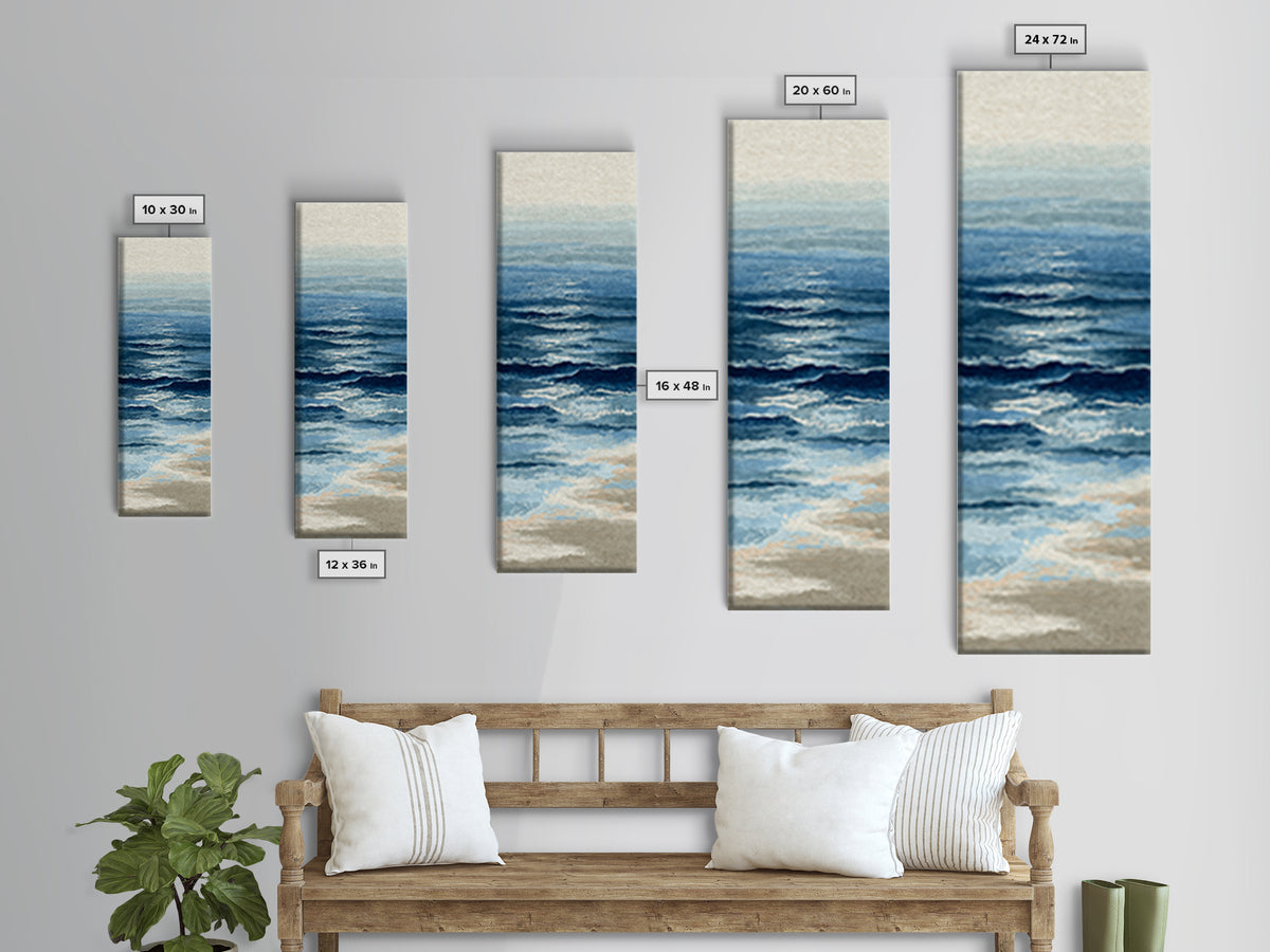 Minimal Wave Line Drawing Framed Canvas Print, Coastal Art, Luxury Decor, Coastal Decor, Fine Art, Coastal, Original Art, COA-1x3-20