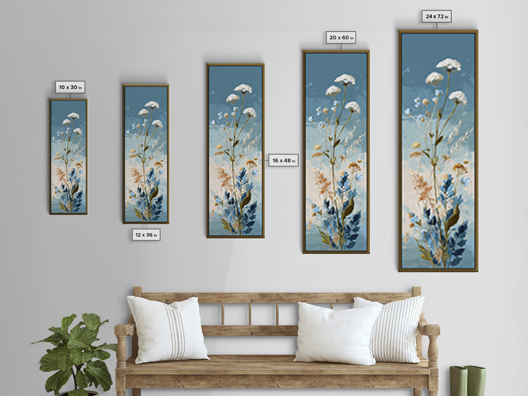 Coastal Botanical Bouquet Canvas Print, Coastal Art, Watercolor Painting, Coastal Decor, Oil Painting, Coastal, COA-1x3-33